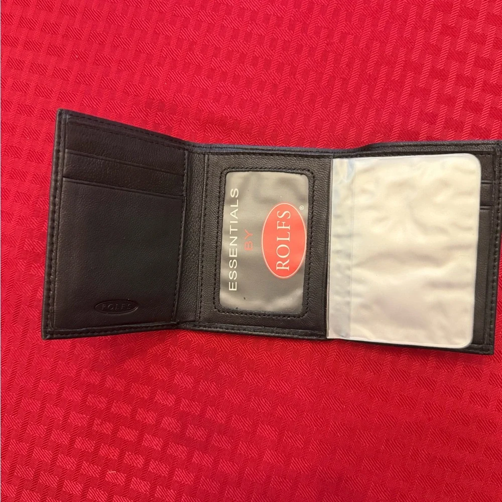 Rolfs Black Leather Trifold Wallet